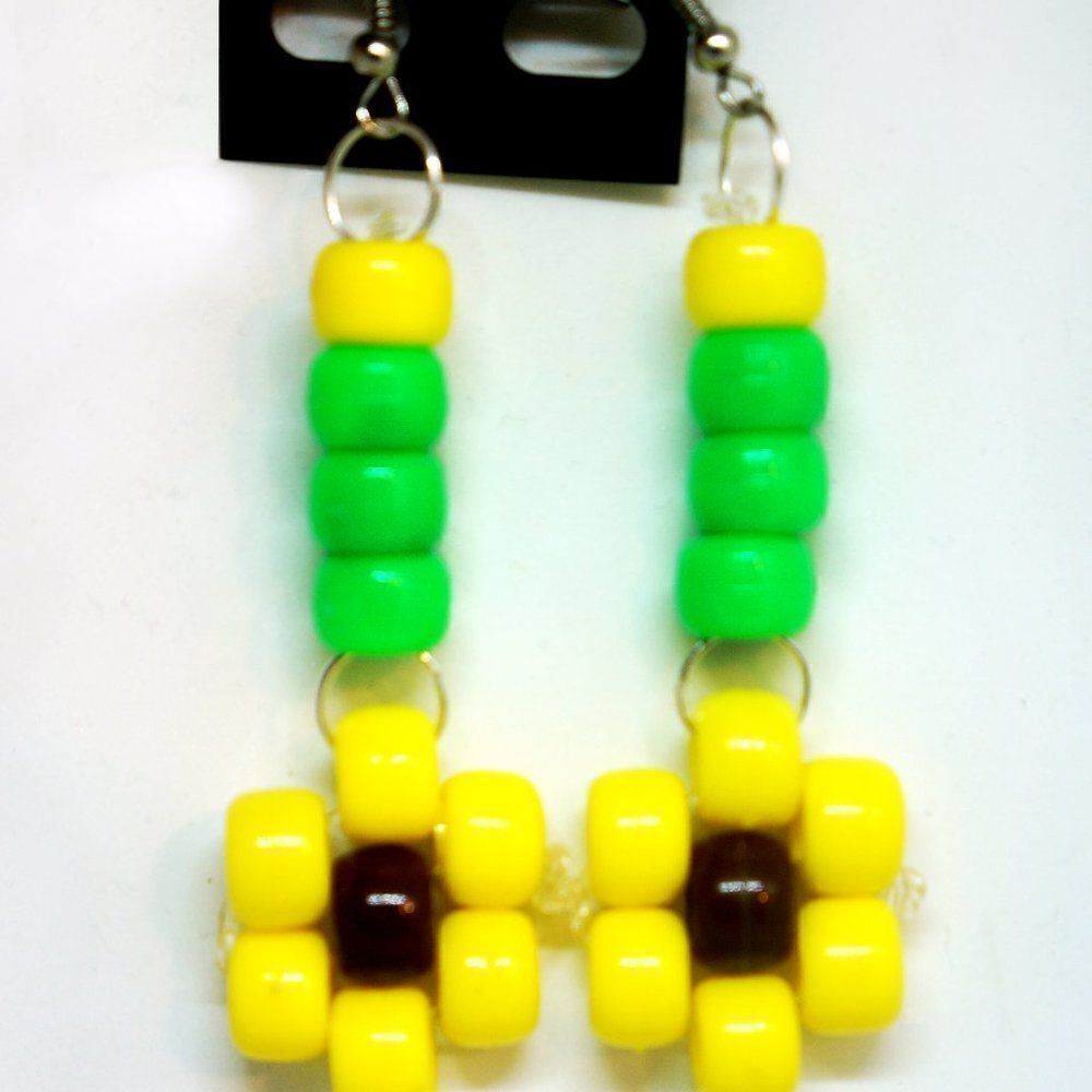 Sunflower Kandi Flower Dangle Earrings